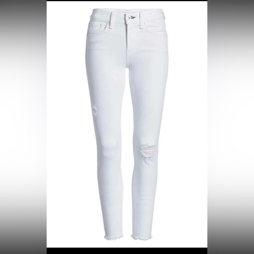 NWT Rag & Bone White Distressed Cate Midrise Ankle Skinny Jeans size 25